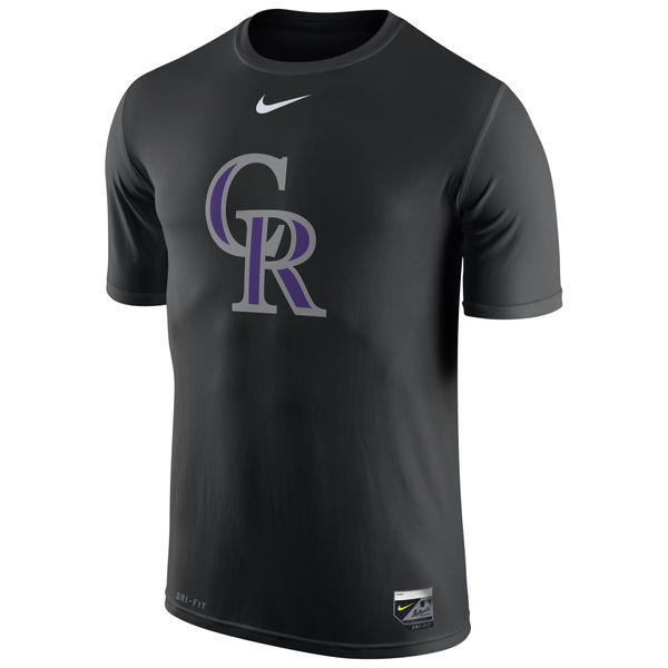 MLB Men Colorado Rockies Nike Authentic Collection Legend Logo 1.5 Performance TShirt  Black-0